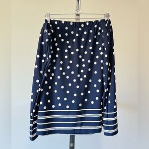 Susan Graver Printed Liquid Knit Pull-On Skort 
COLOR: Navy/White 
SIZE:1X